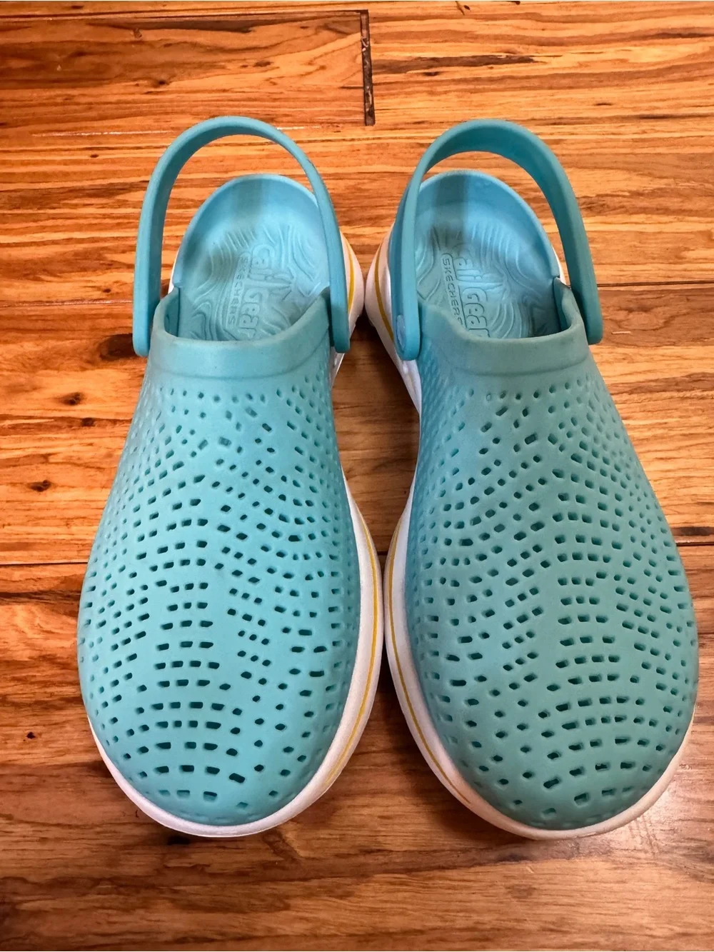Skechers Go Walk 5 Clog Womens Sz 7 Astonished Foamies Slip Ons Blue NWOT